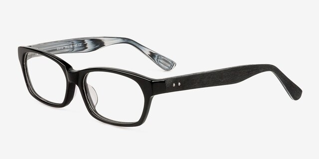 Stevie Black & White AcétateMontures de lunettes de vue d'EyeBuyDirect, Vue d'Angle