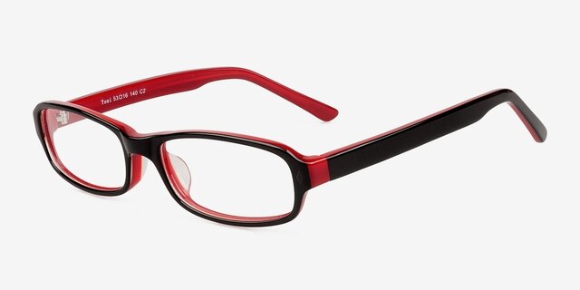 Toni Black & Red AcetateEyeglass Frames from EyeBuyDirect, Angle View