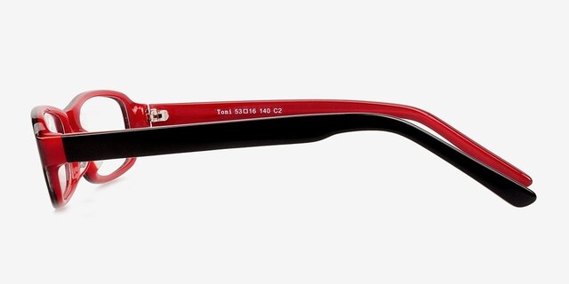 Toni Black & Red AcetateEyeglass Frames from EyeBuyDirect, Side View