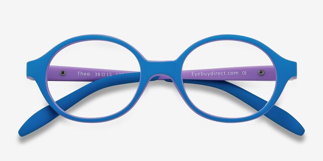 Theo Blue & Purple PlasticEyeglass Frames from EyeBuyDirect, Closed View