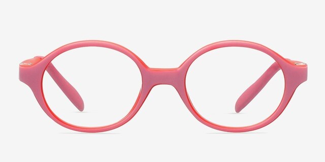 Theo Pink & Red PlasticEyeglass Frames from EyeBuyDirect, Front View