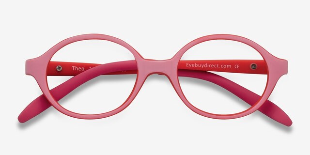 Theo Pink & Red PlasticEyeglass Frames from EyeBuyDirect, Closed View