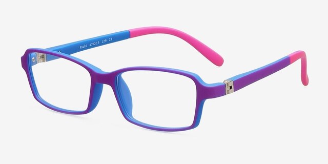 Ricki Purple & Blue PlasticEyeglass Frames from EyeBuyDirect, Angle View