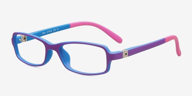 Kiwi Purple & Blue PlasticEyeglass Frames from EyeBuyDirect, Angle View