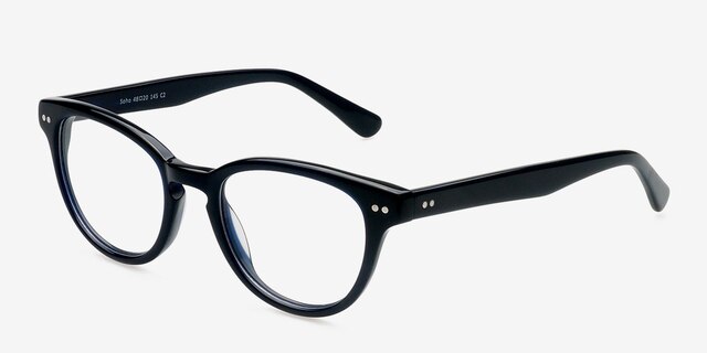 Soho Black AcetateEyeglass Frames from EyeBuyDirect, Angle View