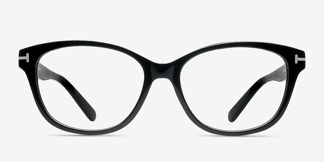 Mia Farrow Black AcetateEyeglass Frames from EyeBuyDirect, Front View