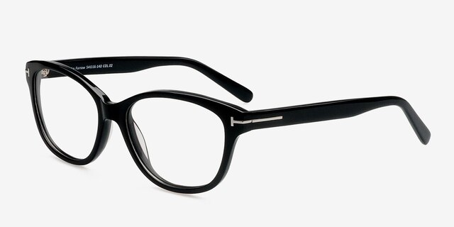 Mia Farrow Black AcetateEyeglass Frames from EyeBuyDirect, Angle View