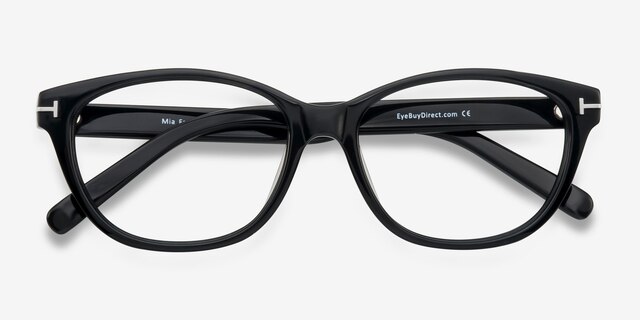 Mia Farrow Black AcetateEyeglass Frames from EyeBuyDirect, Closed View