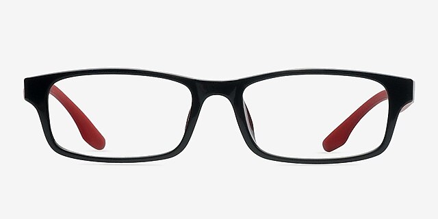 Rae Black & Red PlasticEyeglass Frames from EyeBuyDirect, Front View