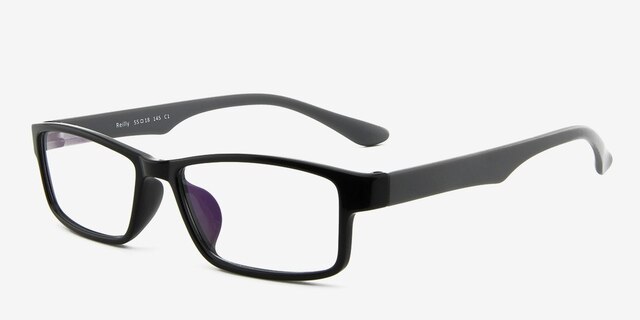 Reilly Black & Gray PlasticEyeglass Frames from EyeBuyDirect, Angle View