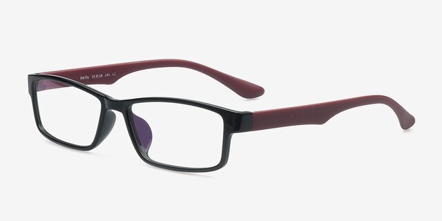Reilly Black & Burgundy PlasticEyeglass Frames from EyeBuyDirect, Angle View