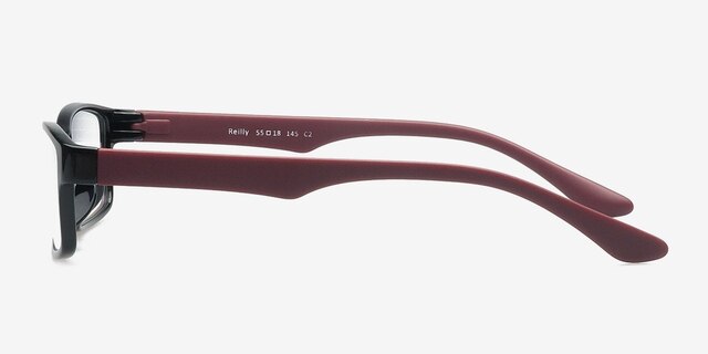 Reilly Black & Burgundy PlasticEyeglass Frames from EyeBuyDirect, Side View