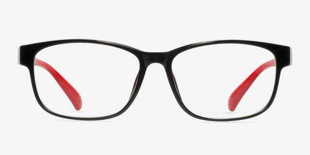 Robbie Black & Red PlasticEyeglass Frames from EyeBuyDirect, Front View