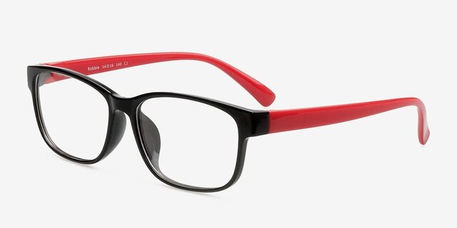 Robbie Black & Red PlasticEyeglass Frames from EyeBuyDirect, Angle View