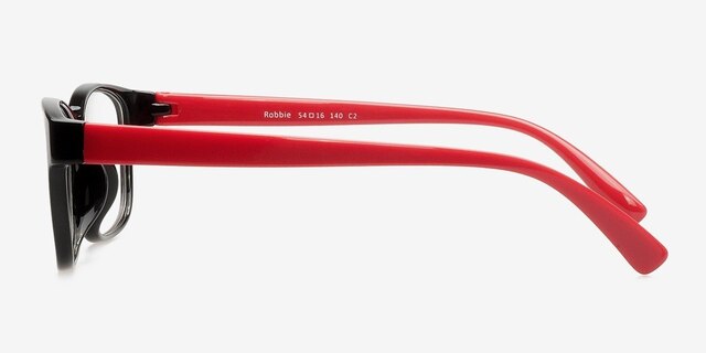 Robbie Black & Red PlasticEyeglass Frames from EyeBuyDirect, Side View