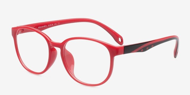 Alessandra Red PlasticEyeglass Frames from EyeBuyDirect, Angle View