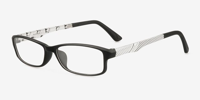 Alma Black PlasticEyeglass Frames from EyeBuyDirect, Angle View