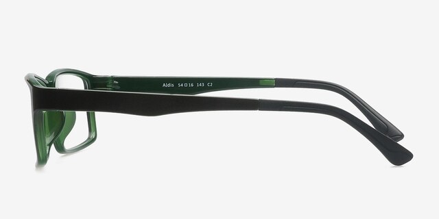 Aldis Green PlasticEyeglass Frames from EyeBuyDirect, Side View