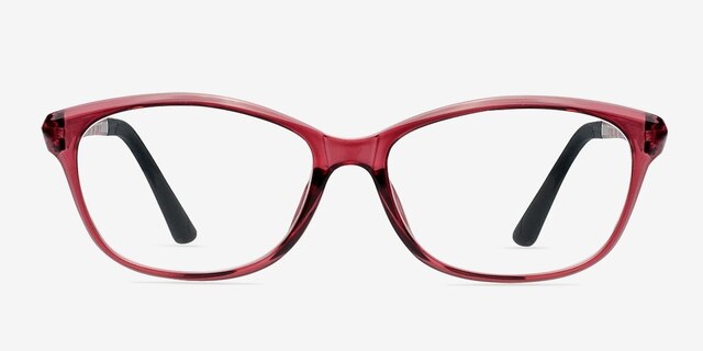 Amelie Red PlasticEyeglass Frames from EyeBuyDirect, Front View
