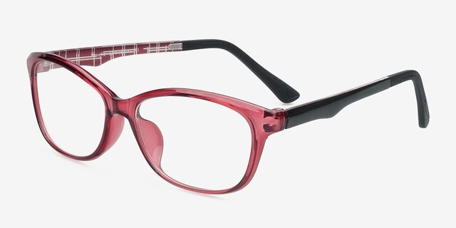 Amelie Red PlasticEyeglass Frames from EyeBuyDirect, Angle View