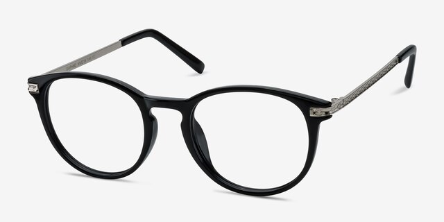 Daphne Black Plastic-metalEyeglass Frames from EyeBuyDirect, Angle View