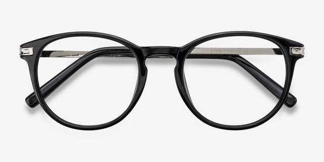Daphne Black Plastic-metalEyeglass Frames from EyeBuyDirect, Closed View