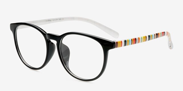 Chilling Clear & Black PlasticEyeglass Frames from EyeBuyDirect, Angle View