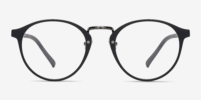 Chillax Matte Black & Gunmetal MetalEyeglass Frames from EyeBuyDirect, Front View