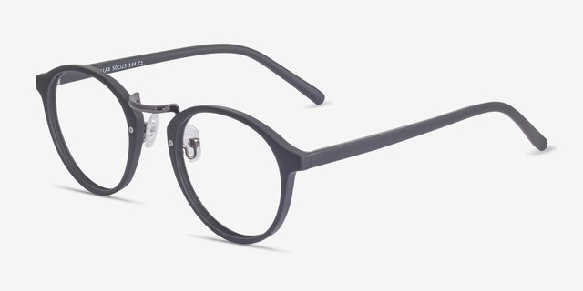 Chillax Matte Black & Gunmetal MetalEyeglass Frames from EyeBuyDirect, Angle View