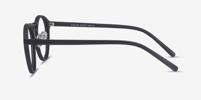 Chillax Matte Black & Gunmetal MetalEyeglass Frames from EyeBuyDirect, Side View