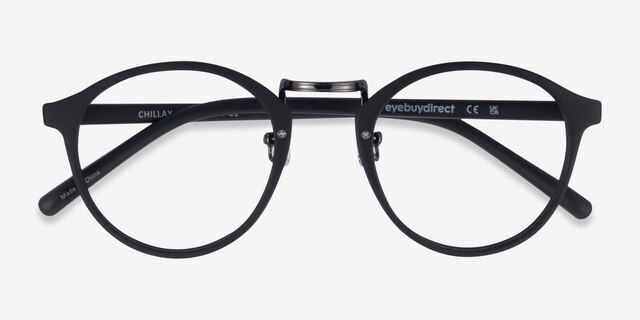 Chillax Matte Black & Gunmetal MetalEyeglass Frames from EyeBuyDirect, Closed View