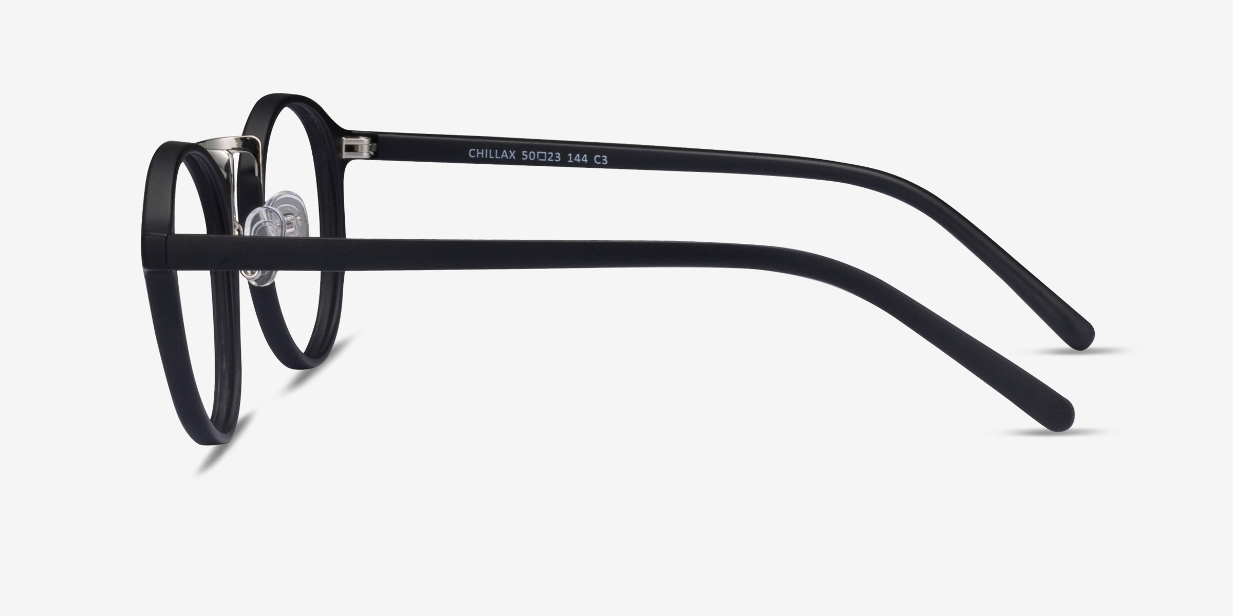 Chillax Round Matte Black And Silver Full Rim Eyeglasses Eyebuydirect 9684