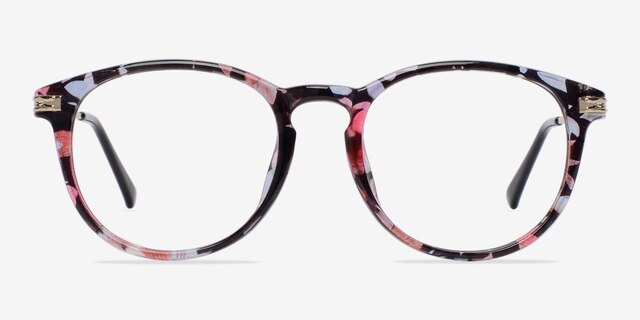 Muse Blue Floral Plastic-metalEyeglass Frames from EyeBuyDirect, Front View