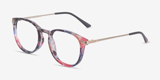Muse Blue Floral Plastic-metalEyeglass Frames from EyeBuyDirect, Angle View
