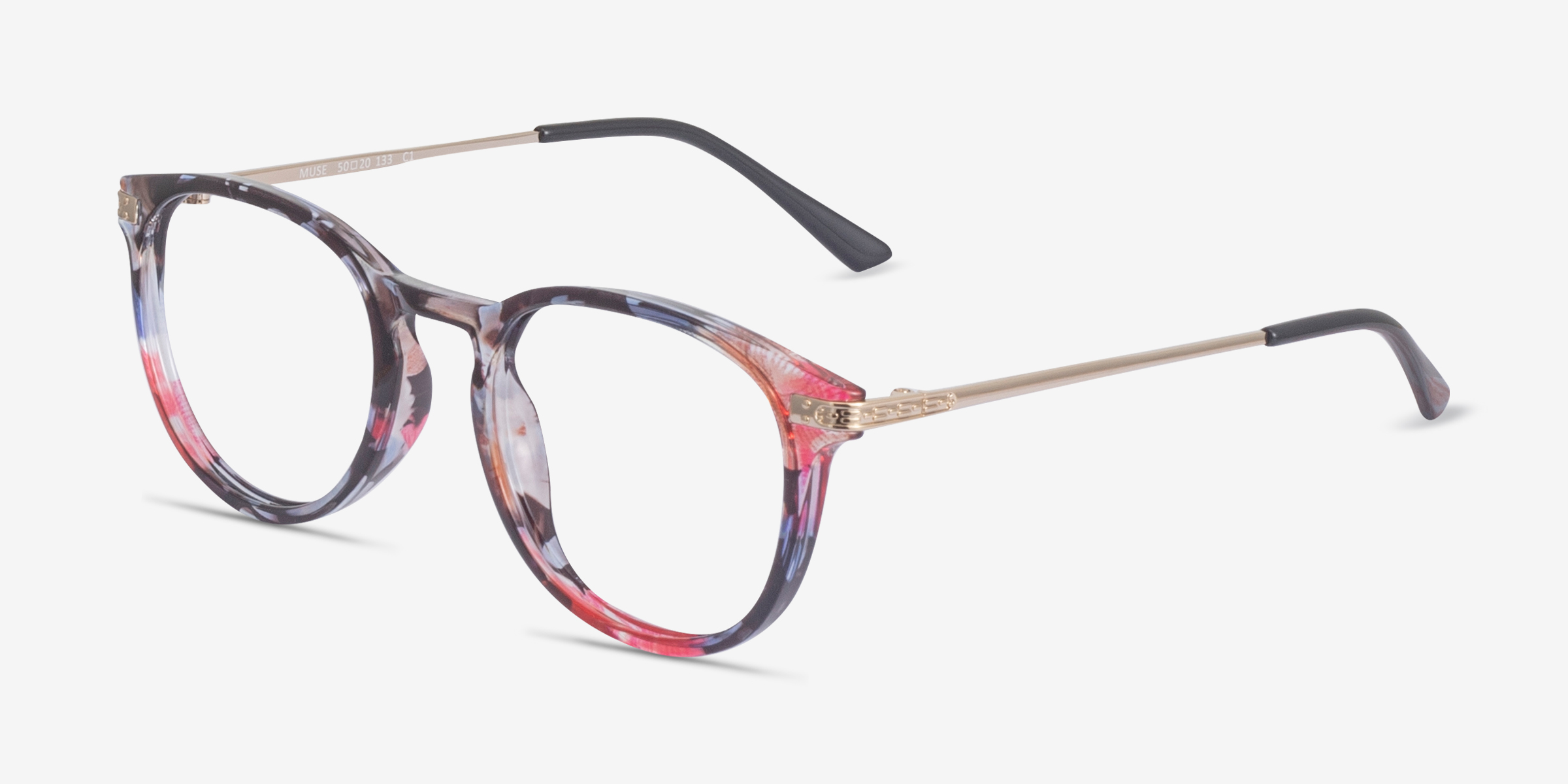Muse Round Blue Floral Glasses for Women Eyebuydirect