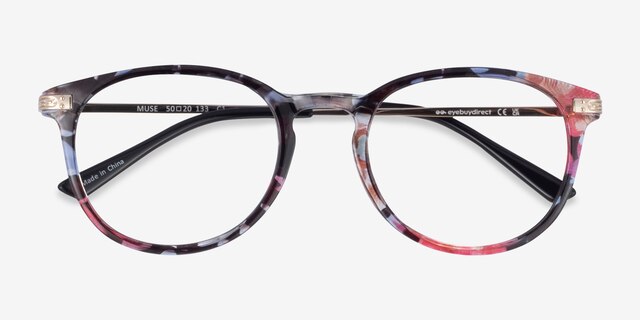 Muse Blue Floral Plastic-metalEyeglass Frames from EyeBuyDirect, Closed View