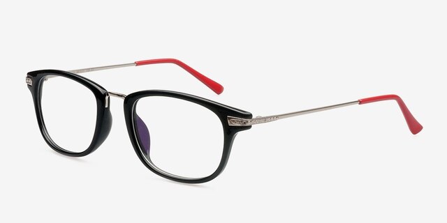 Monaco Black PlasticEyeglass Frames from EyeBuyDirect, Angle View