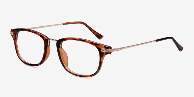 Monaco Brown & Tortoise PlasticEyeglass Frames from EyeBuyDirect, Angle View
