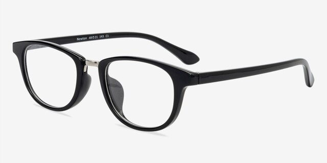 Newton Black PlasticEyeglass Frames from EyeBuyDirect, Angle View
