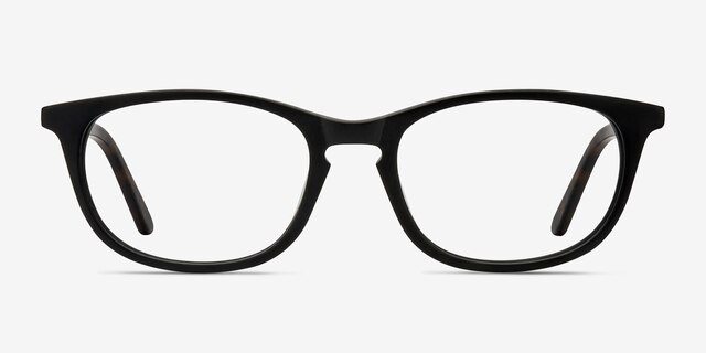 Valentin Matte Black AcetateEyeglass Frames from EyeBuyDirect, Front View
