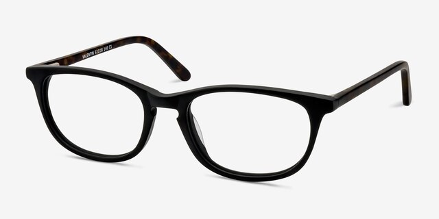 Valentin Matte Black AcetateEyeglass Frames from EyeBuyDirect, Angle View