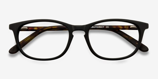 Valentin Matte Black AcetateEyeglass Frames from EyeBuyDirect, Closed View