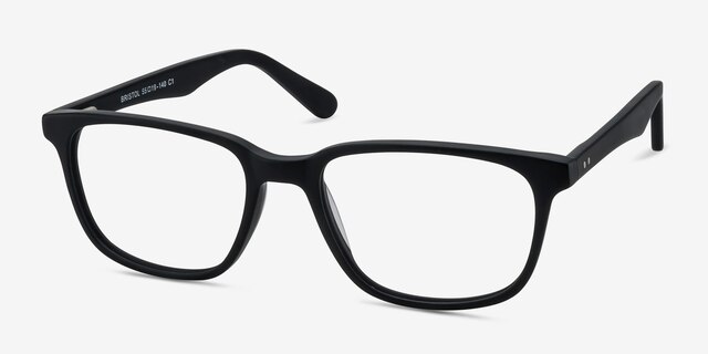 Bristol Matte Black AcetateEyeglass Frames from EyeBuyDirect, Angle View