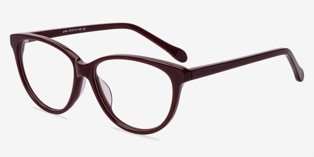 Pola Burgundy AcetateEyeglass Frames from EyeBuyDirect, Angle View