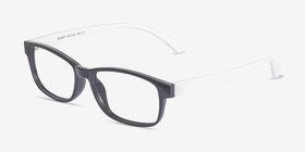 Danny  Black/White  Plastic Eyeglass Frames from EyeBuyDirect, Angle View
