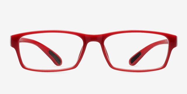 Jeans Red PlasticEyeglass Frames from EyeBuyDirect, Front View