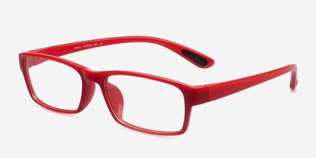 Jeans Red PlasticEyeglass Frames from EyeBuyDirect, Angle View