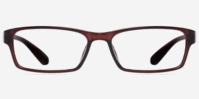 Jeans Brown PlasticEyeglass Frames from EyeBuyDirect, Front View
