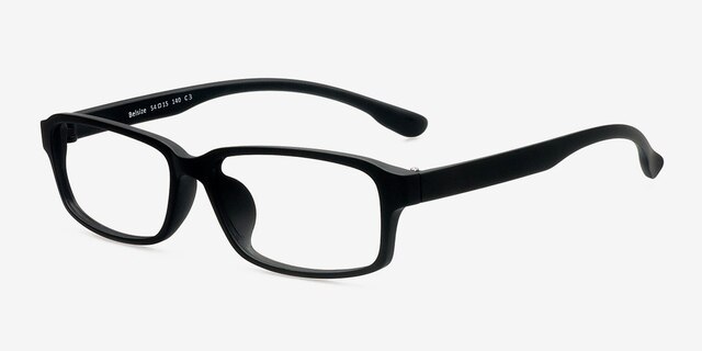 Belsize Matte Black PlasticEyeglass Frames from EyeBuyDirect, Angle View