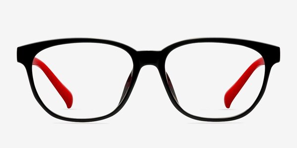 Moody Black & Red Plastic Eyeglass Frames